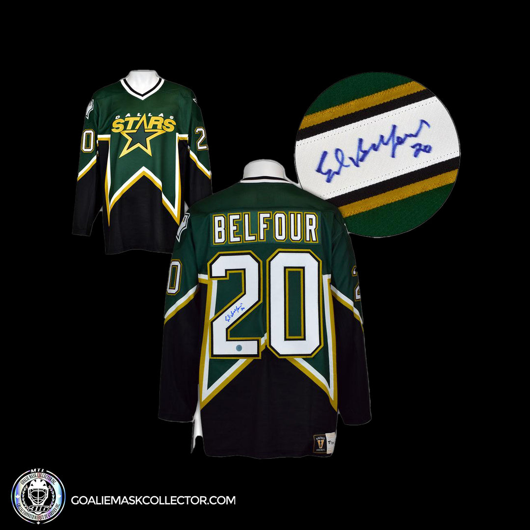 Ed Belfour Signed Jersey Dallas Stars. Goalie Mask Collector.