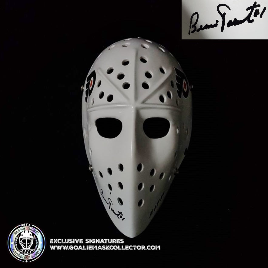 Bernie Parent Signed Goalie Mask Autographed Philadelphia "2 Emblems" Tribute Vintage Signature Edition