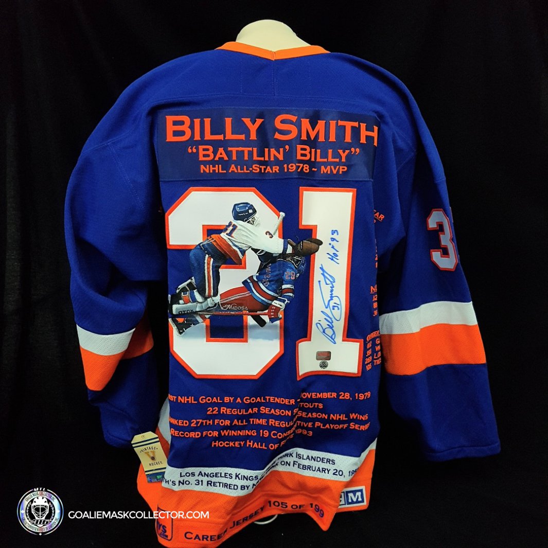 Billy Smith Signed Jersey Art Edition Hand Painted New York Islanders. Goalie Mask Collector.