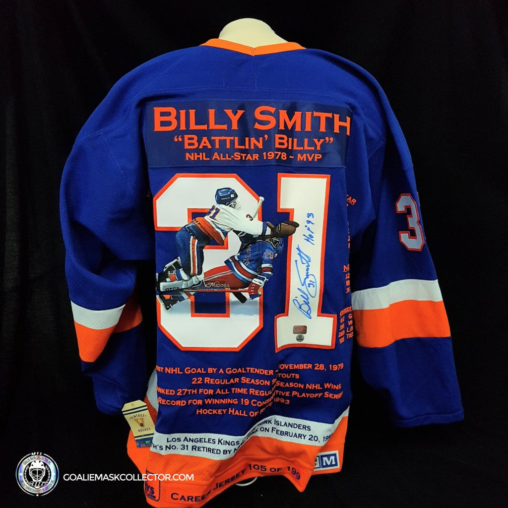 New York Islanders No31 Billy Smith Royal Blue Home USA Flag Jersey
