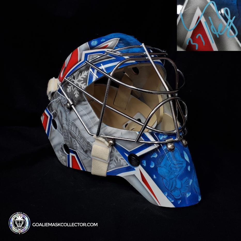 Connor Hellebuyck Signed Goalie Mask Winnipeg 2018 19 Byfuglien Tribute Signature Edition. Goalie Mask Collector.