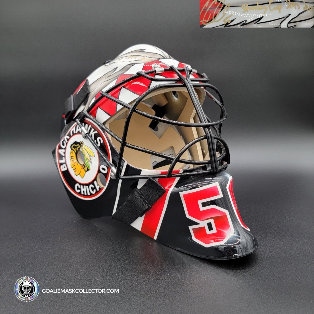 Corey Crawford Signed Goalie Mask Black Chicago Tribute AS Edition Signature Edition. Goalie Mask Collector.