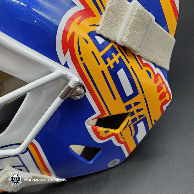 Curtis Joseph PRO "ICE READY" Goalie Mask Frank Cipra Painted St-Louis Blues Eddy Shell -SOLD