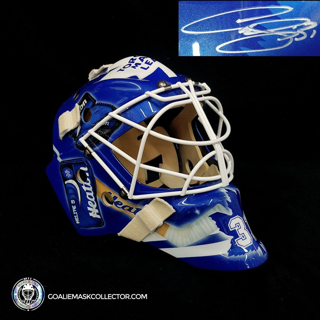 Curtis Joseph Signed Goalie Mask "THE GEAR COLLECTION" Bauer and Heaton Pad Set Toronto Signature Edition. Goalie Mask Collector.
