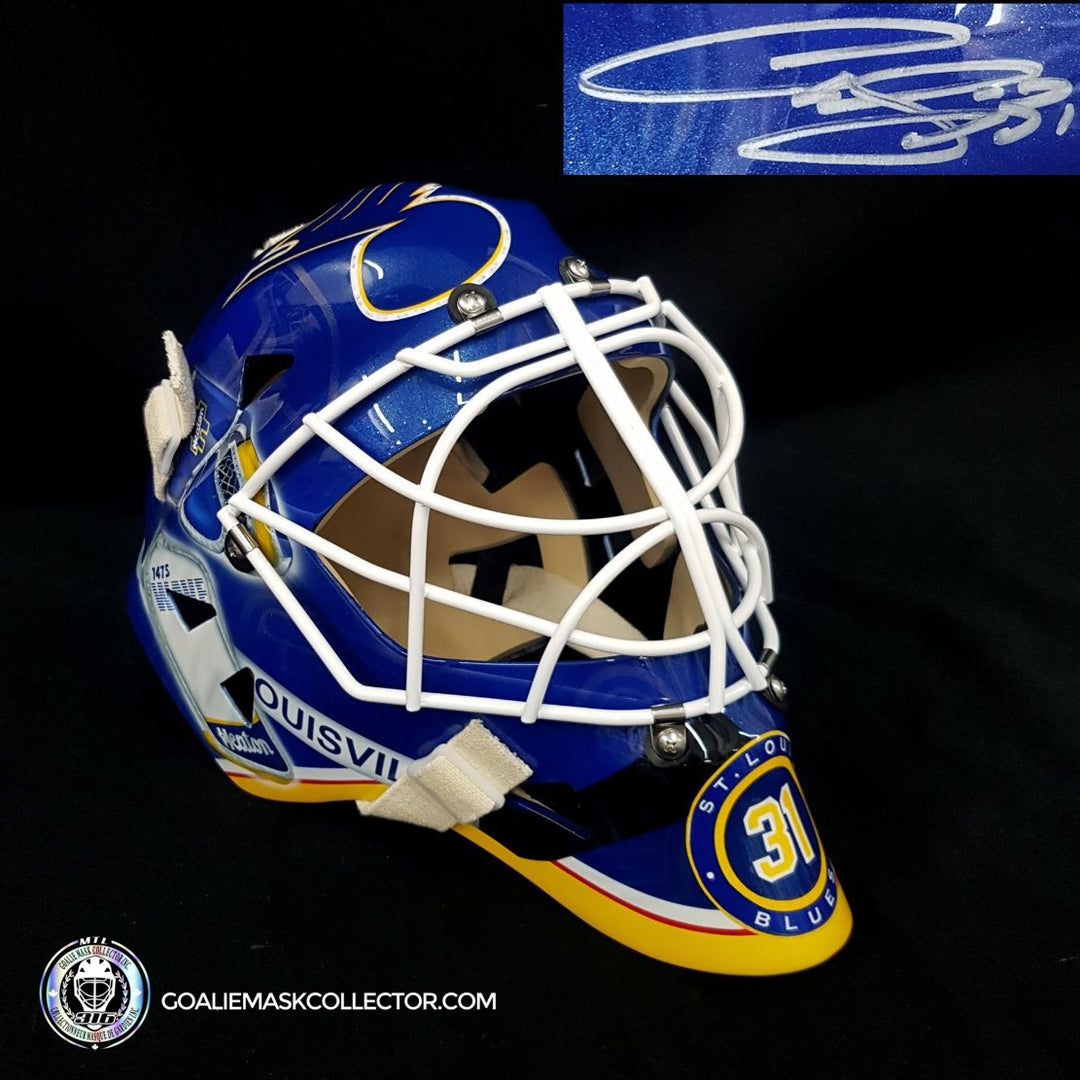 Curtis Joseph Signed Goalie Mask "THE GEAR COLLECTION" Heaton Helite II Pad Set St. Louis Signature Edition. Goalie Mask Collector.