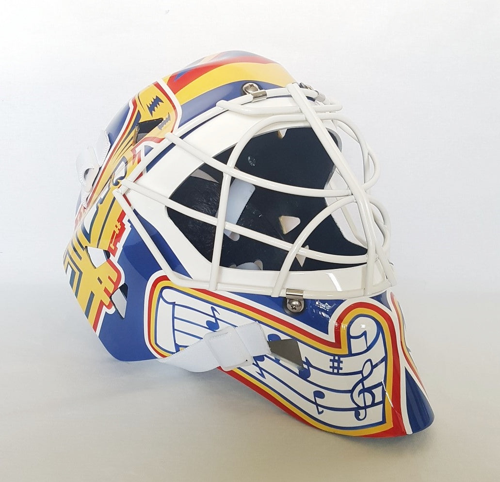 Curtis Joseph CUJO Goalie Mask Unsigned St. Louis Trumpet V1 Dark Blue Tribute