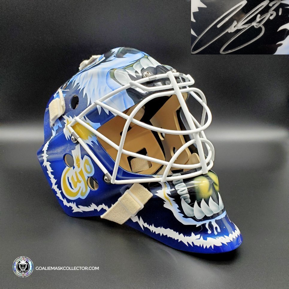 Curtis Joseph CUJO Signed Goalie Mask Edmonton Mad Dog Signature Edition. Goalie Mask Collector.