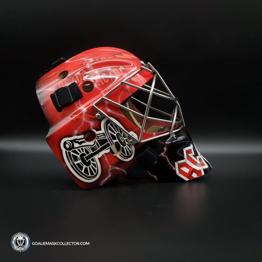 Custom Painted Goalie Mask: AC/DC Tribute – Goalie Mask Collector
