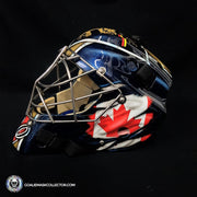 Custom Painted Goalie Mask: Canada x Italy Family Crest