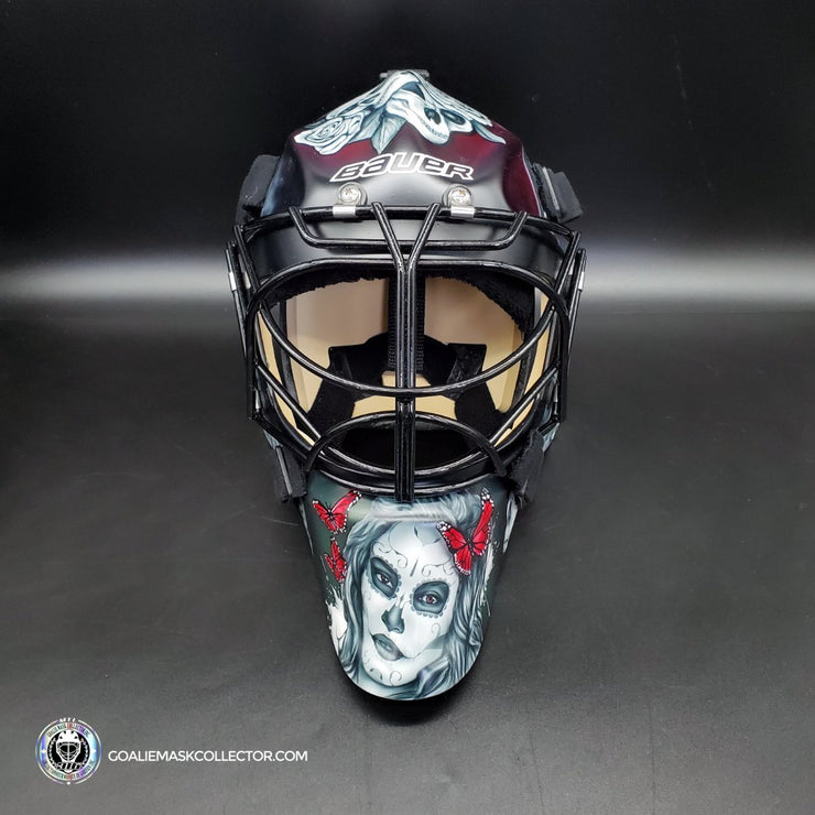 Custom Painted Goalie Mask: Dia de los Muertos - Day of The Dead V1