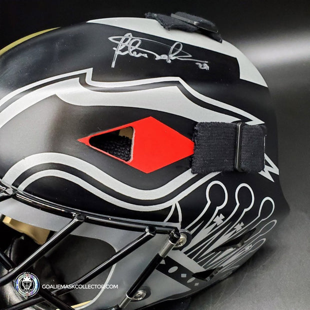 Custom Painted Goalie Mask: Felix Potvin Kings Duo Mashup Gold & Black Unsigned Tribute