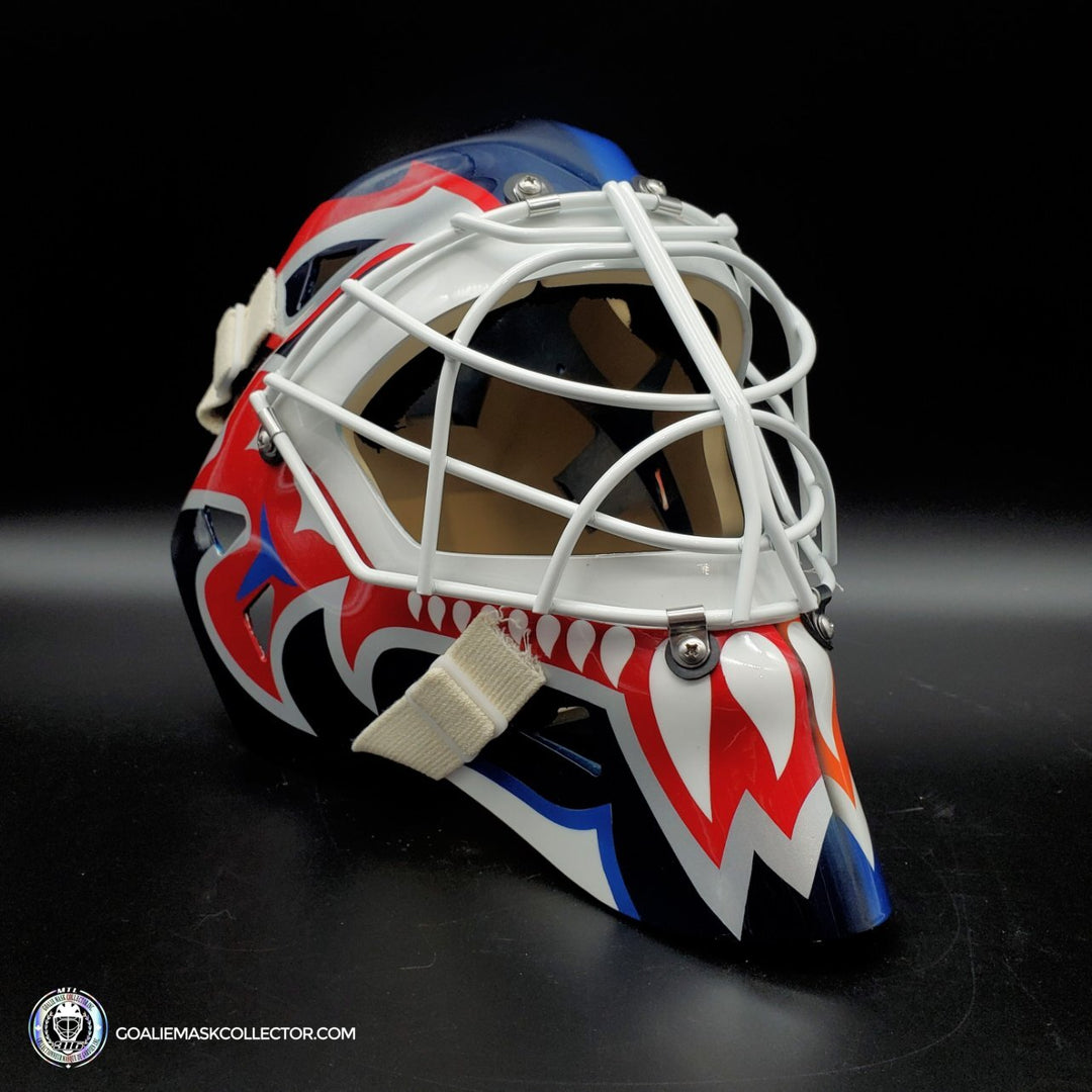 Custom Painted Goalie Mask: Potvin Dual Vancouver & New York Tribute