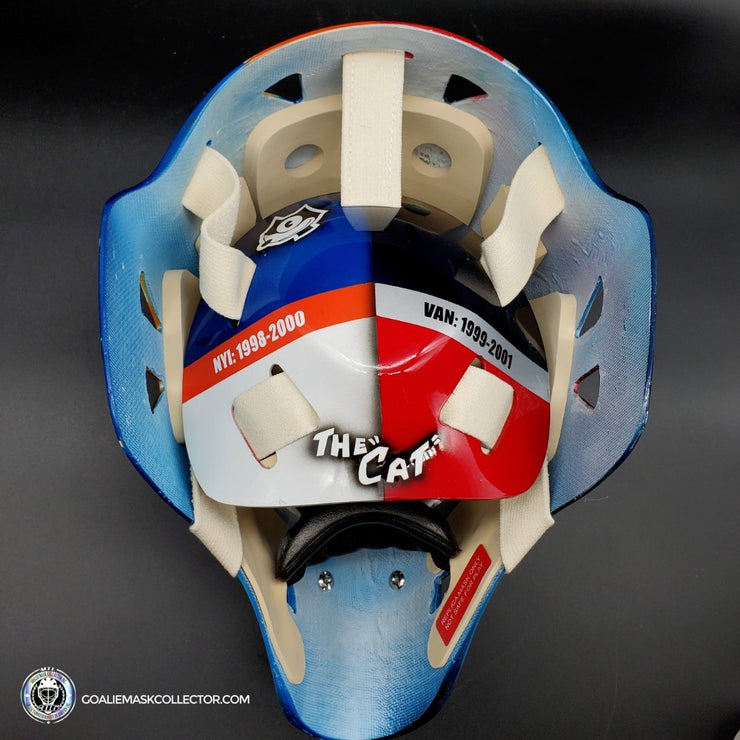 Custom Painted Goalie Mask: Potvin Dual Vancouver & New York Tribute
