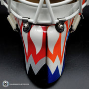 Custom Painted Goalie Mask: Potvin Dual Vancouver & New York Tribute