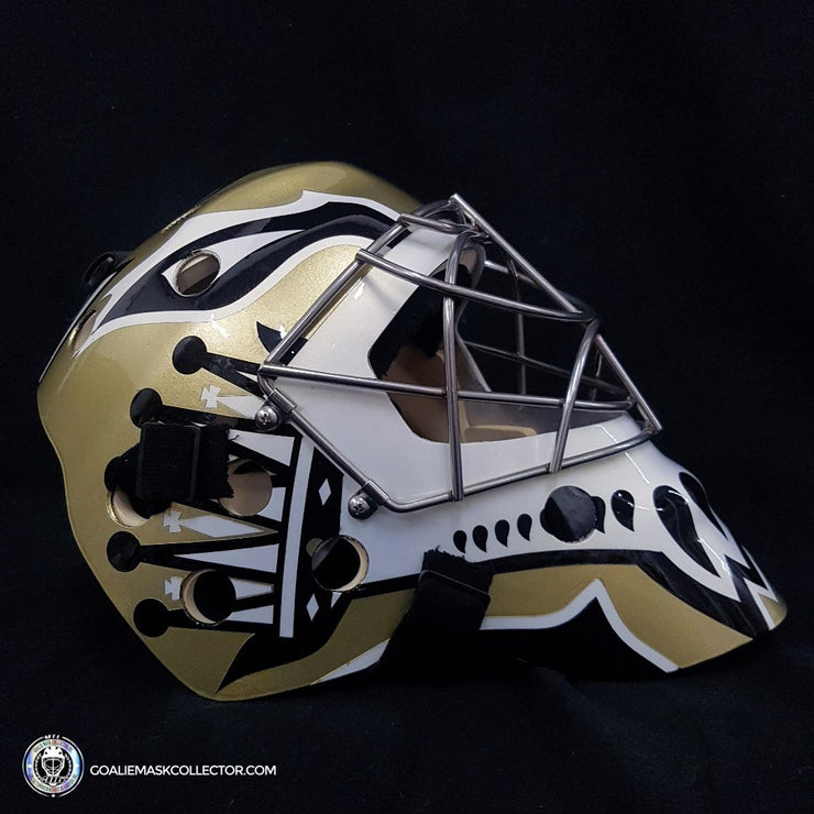 Custom Painted Goalie Mask: Felix Potvin Kings Duo Mashup Gold & Black Unsigned Tribute