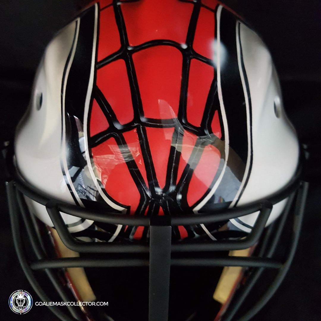 custom spiderman football helmet Custom Painted Goalie Mask: Spiderman Unsigned Painted on Sportmask Pr –  Goalie Mask Collector