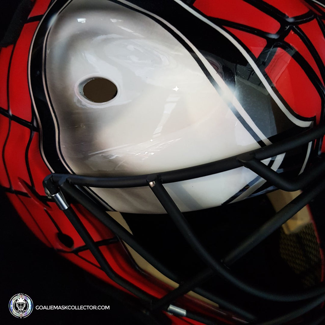 fantasy football helmet spider man Custom Painted Goalie Mask: Spiderman Unsigned Painted on Sportmask Pr –  Goalie Mask Collector