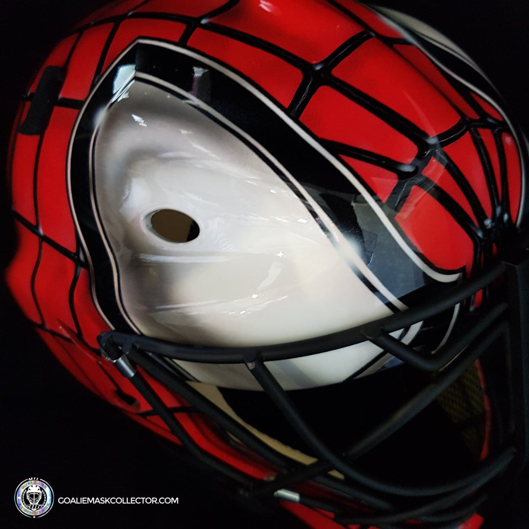 custom spiderman football helmet Custom Painted Goalie Mask: Spiderman Unsigned Painted on Sportmask Pr – Goalie Mask Collector