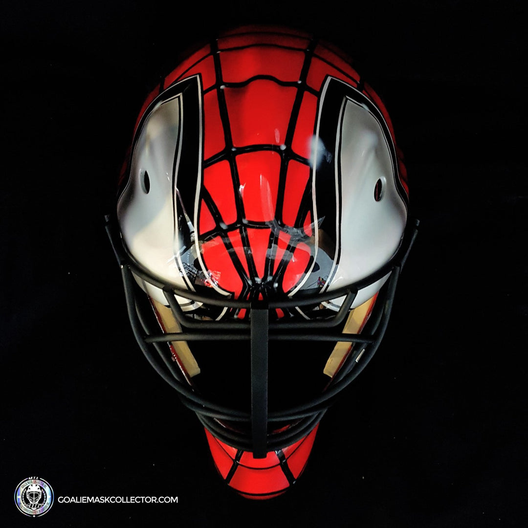 Custom Painted Goalie Mask: Spiderman Unsigned Painted on Sportmask Pr – Goalie Mask Collector