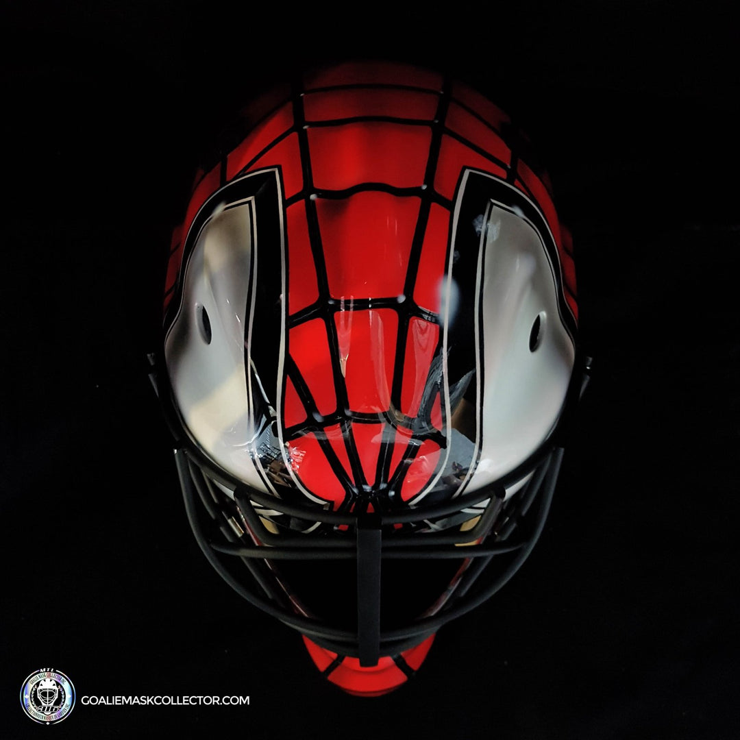 fantasy football helmet spider man Custom Painted Goalie Mask: Spiderman Unsigned Painted on Sportmask Pr –  Goalie Mask Collector