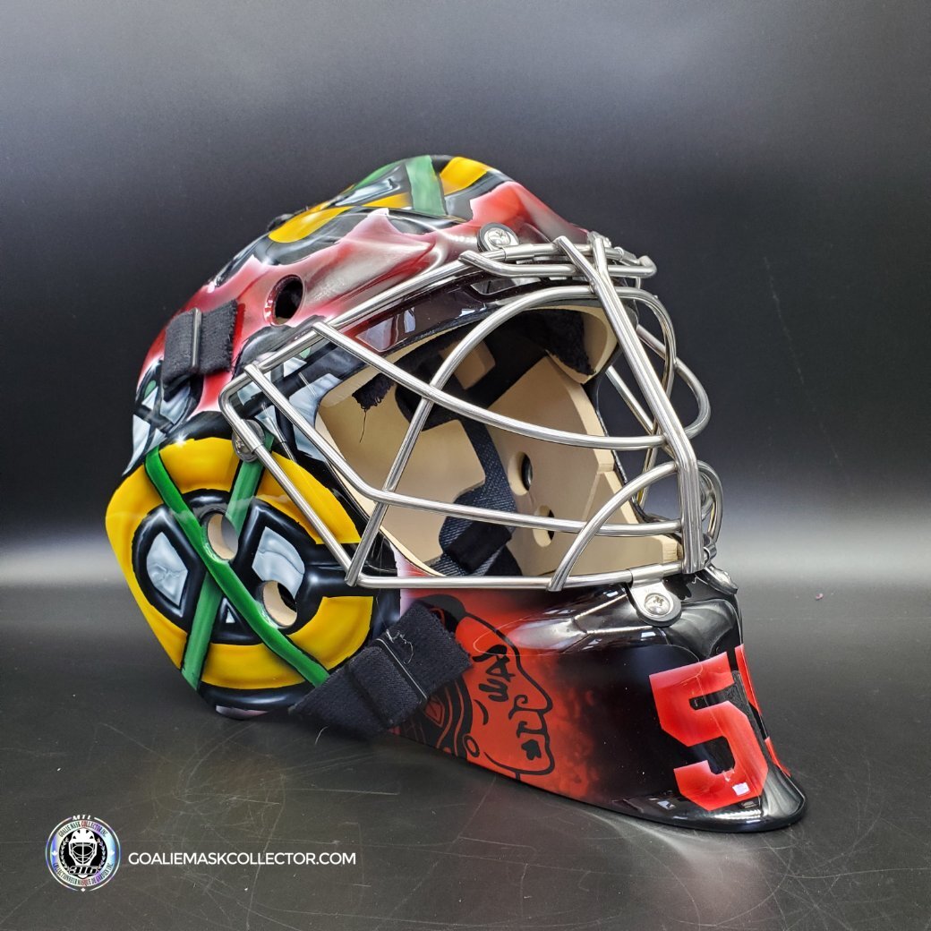 Custom Painted Mask: Chicago Blackhawks Tribute