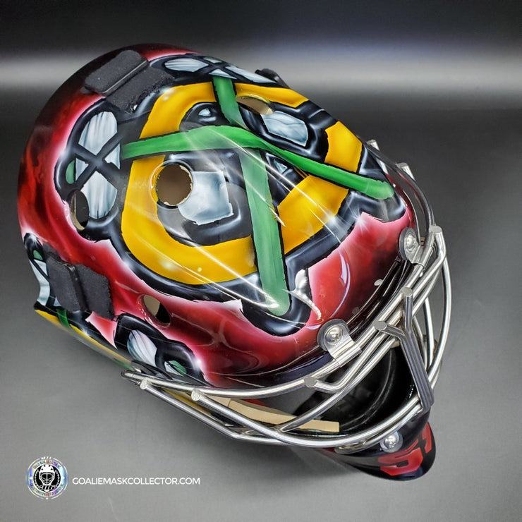 Custom Painted Mask: Chicago Blackhawks Tribute