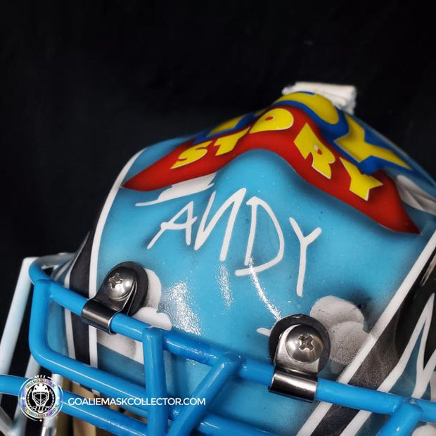 Custom Painted Goalie Mask: Toy Story Goalie Mask Unsigned