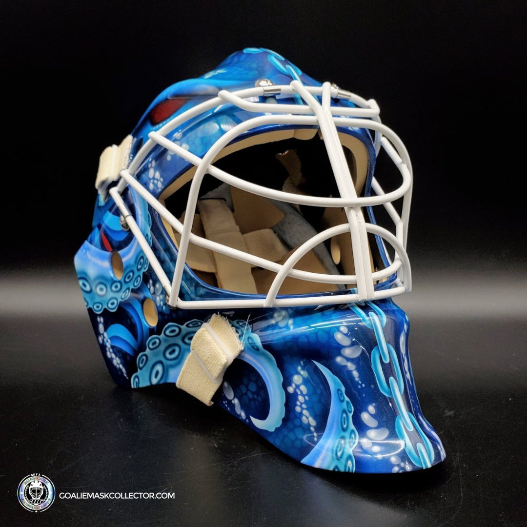 Custom: Seattle Kraken Goalie Mask Unsigned V1 + White Grill