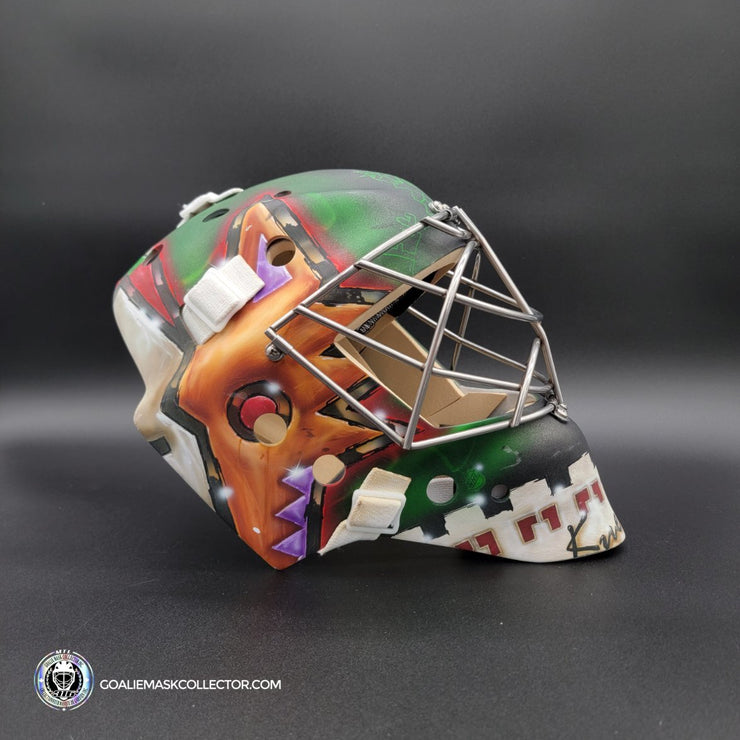 Darcy Kuemper Goalie Mask Game Worn 2019 Phoenix Coyotes Dom Malerba Shell Painted by DaveArt - SOLD