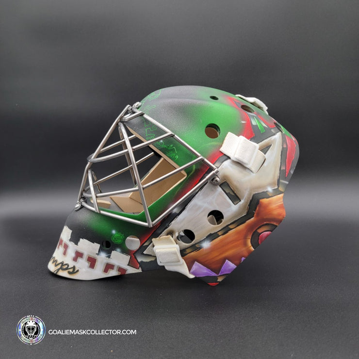 Darcy Kuemper Goalie Mask Game Worn 2019 Phoenix Coyotes Dom Malerba Shell Painted by DaveArt - SOLD