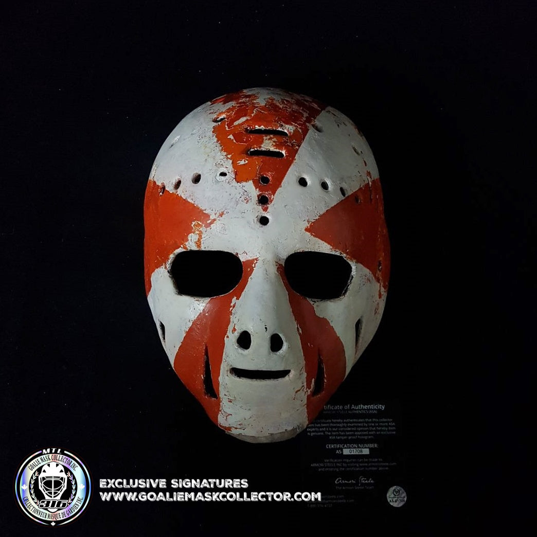 Doug Favell Goalie Mask Game Worn Used 1970 Philadelphia Flyers 1st Ever Painted in NHL History By Earl Higgins - SOLD
