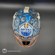 Dwayne Roloson Unsigned Goalie Mask Edmonton Clock V2 Tribute + 24k Rose Gold Grill