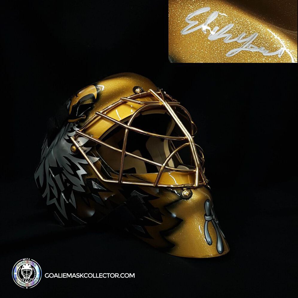 Ed Belfour "BLACK and GOLD Edition" Signed Goalie Mask Golden Eagle Signature Edition LE Release of 5. Goalie Mask Collector.