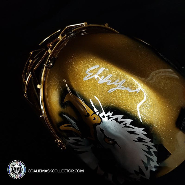 Ed Belfour "BLACK & GOLD Edition" Signed Goalie Mask Golden Eagle Autographed Signature Edition LE Release of 5