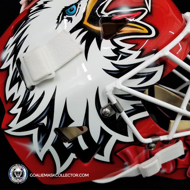 Ed Belfour Practice Worn Signed Goalie Mask Game Issued "The Eagle" Team Canada 2004 World Cup Painted by DaveArt on Warwick Shell Direct Autograph- SOLD
