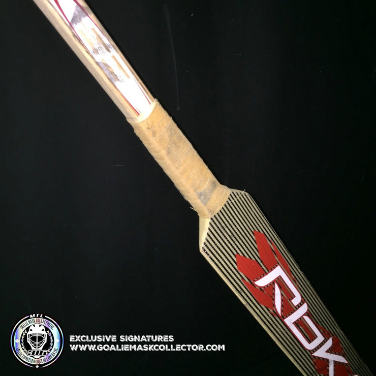 ED BELFOUR GAME USED STICK SIGNED RBK REEBOK COMMEMORATING  "THE 1999 STANLEY CUP CHAMPIONS DALLAS STARS" -INSCRIPTION DEDICATED TO HIS TEAMMATE  JAMIE LANGENBRUNNER "JAMIE GREAT TO HAVE WON THE CUP WITH YOU" AS-01198 - SOLD