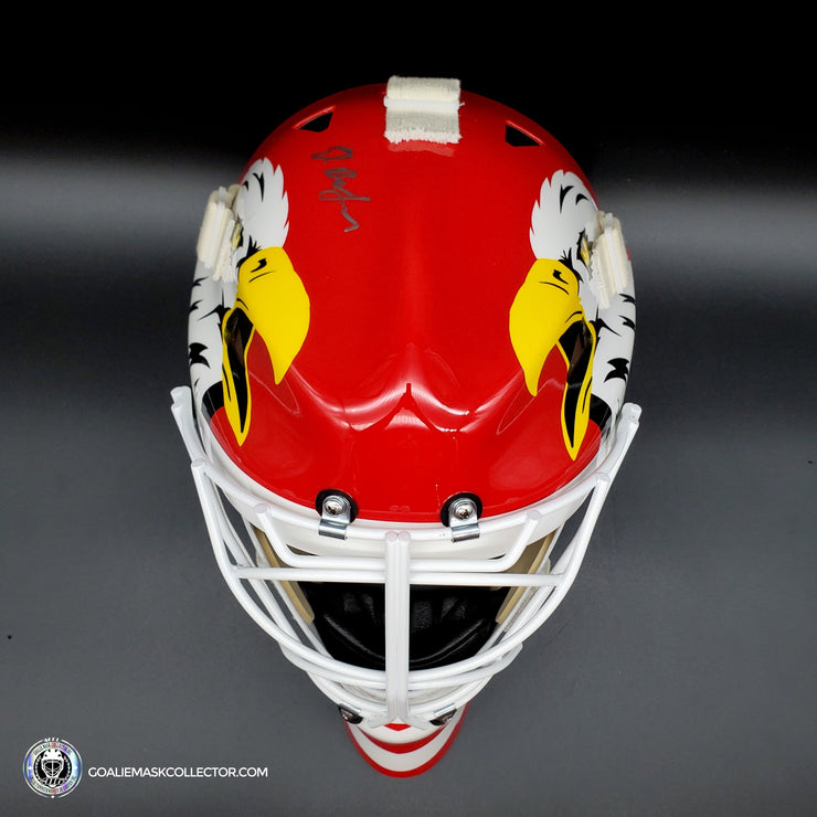Ed Belfour Signed Goalie Mask Chicago Red Simple Eagle Classic Signature Edition Autographed Tribute