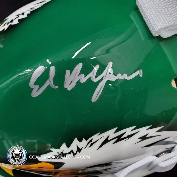 Ed Belfour Signed Goalie Mask Green Dallas "Simple Eagle" Autographed