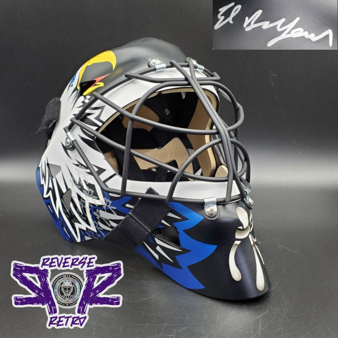 Ed Belfour Signed Goalie Mask "RR REVERSE RETRO" Toronto Signature Edition. Goalie Mask Collector.