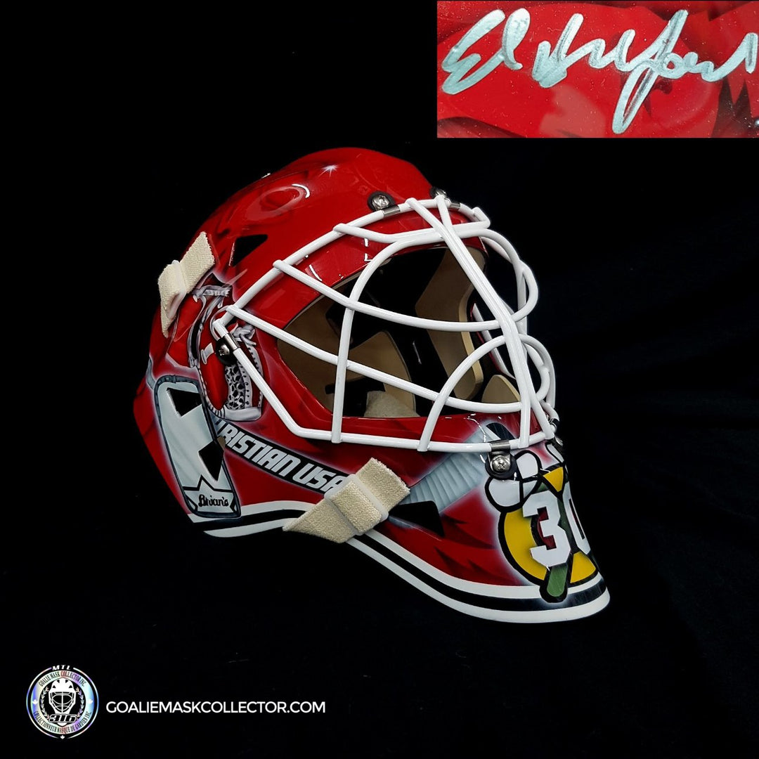 Ed Belfour Signed Goalie Mask "THE GEAR COLLECTION" Brian's Pad Set Chicago Signature Edition. Goalie Mask Collector.