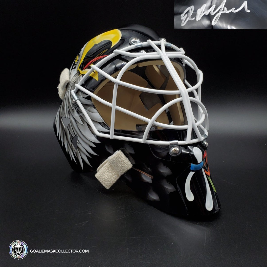 Ed Belfour Signed Goalie Mask BLACK Chicago Signature Edition Tribute. Goalie Mask Collector.