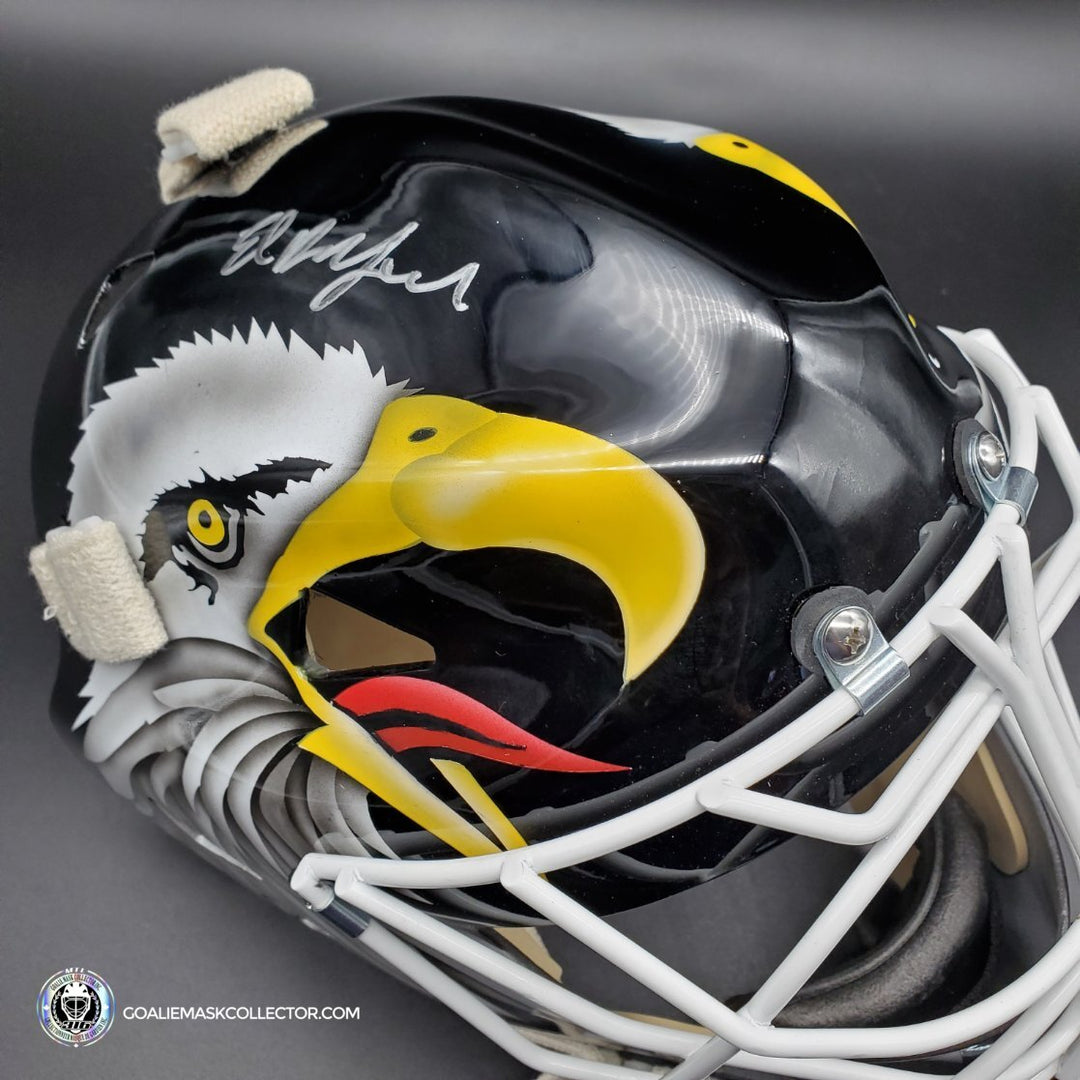 Ed Belfour Signed Goalie Mask BLACK Chicago Signature