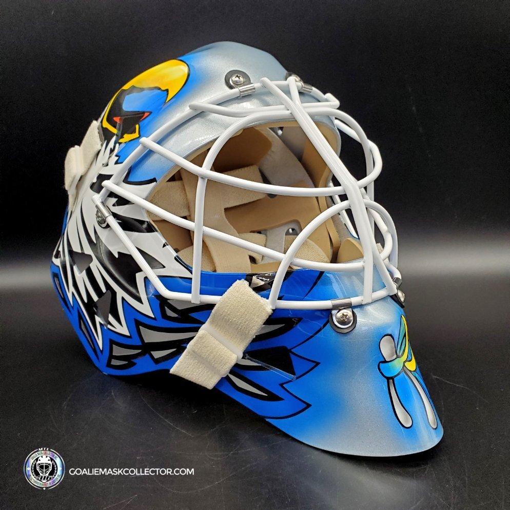 Ed Belfour Unsigned Goalie Mask Toronto Silver V1