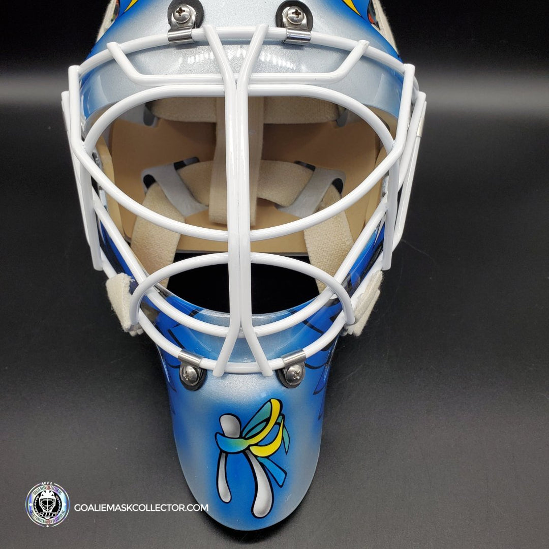 Ed Belfour Unsigned Goalie Mask Toronto Silver V1 – Goalie