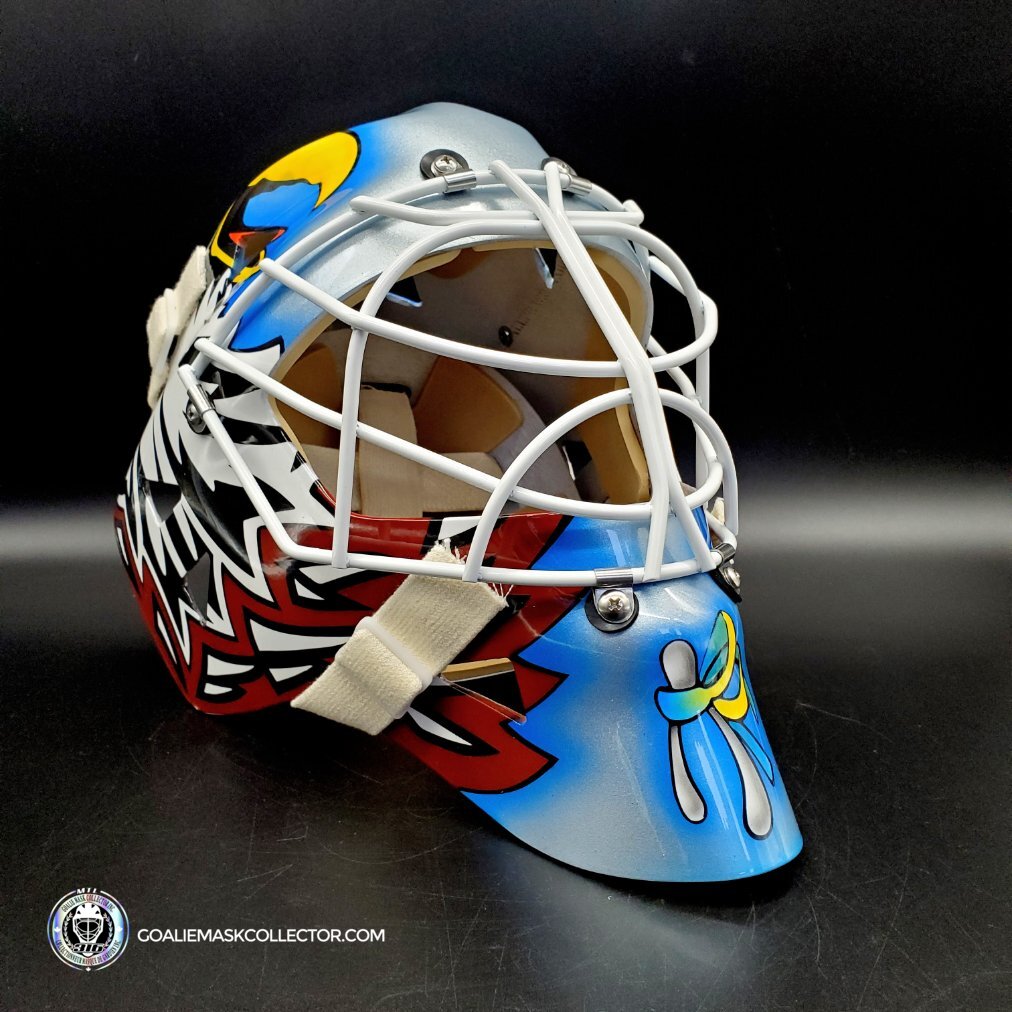 Ed Belfour Unsigned Goalie Mask Toronto Silver V2