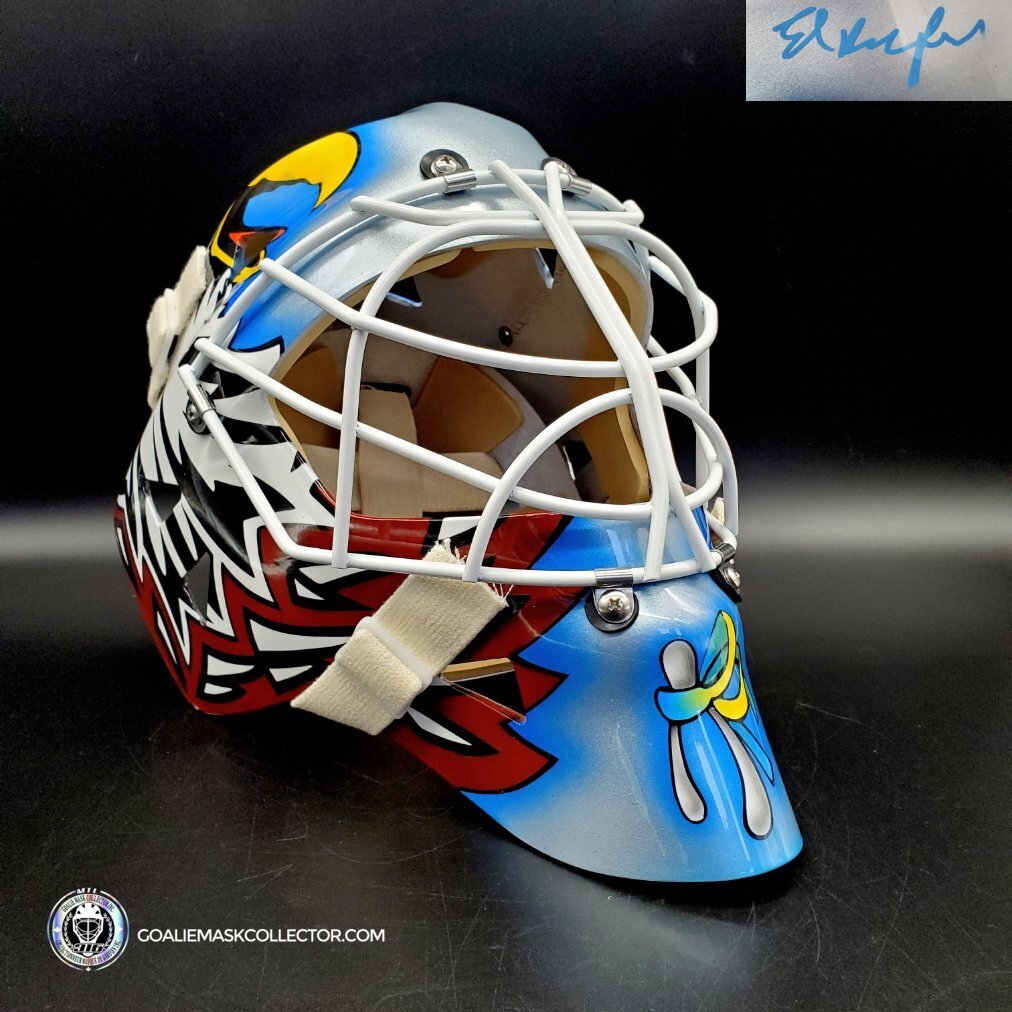 Ed Belfour Signed Goalie Mask Toronto Silver V3 Signature Edition Autographed