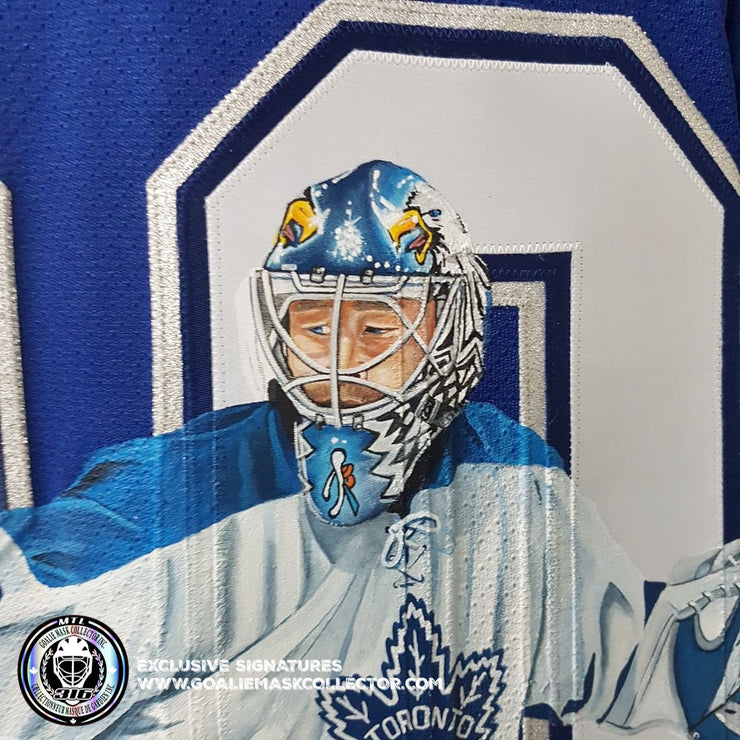 Demo: ED BELFOUR SIGNED JERSEY ART EDITION HAND-PAINTED TORONTO MAPLE LEAFS AUTOGRAPHED