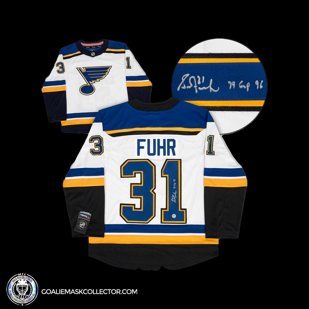 Grant Fuhr St. Louis Blues 79 Games in 96 Fanatics Jersey Autographed. Goalie Mask Collector.