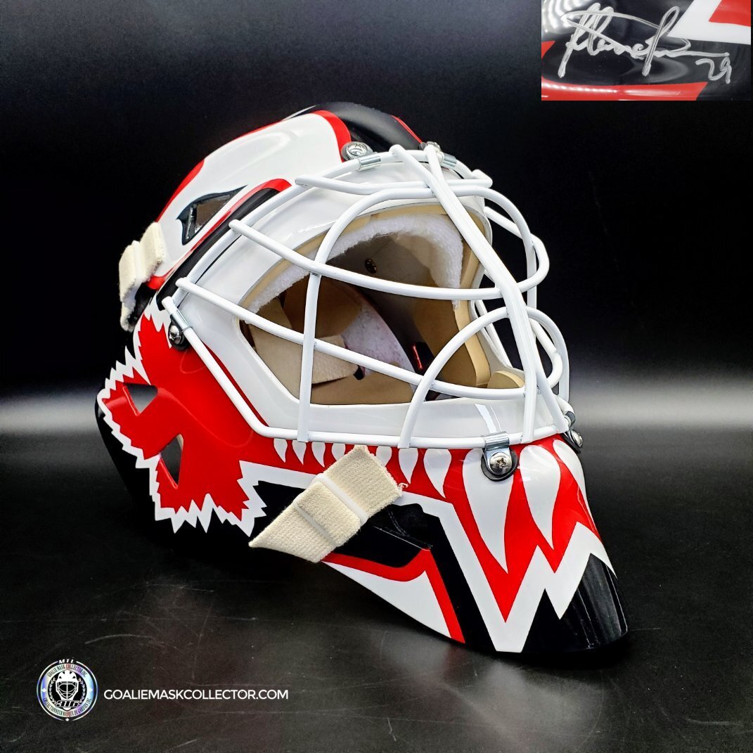 Felix Potvin Signed Goalie Mask Team Canada "Red and Black" Signature Edition. Goalie Mask Collector.