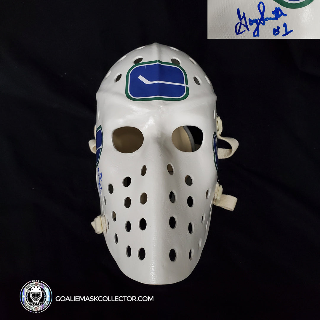 Gary Smith Signed Goalie Mask Vancouver Canucks Signature Edition. Goalie Mask Collector.